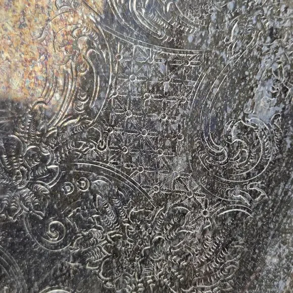 Vintage Reed & Barton Silverplate Serving Platter Burgundy Pattern S2315 Floral Serveware